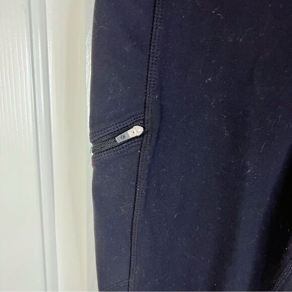 Athleta Womens Skinny Black Yoga Workout Fitness Medium Side Zippered Pockets - Picture 4 of 6